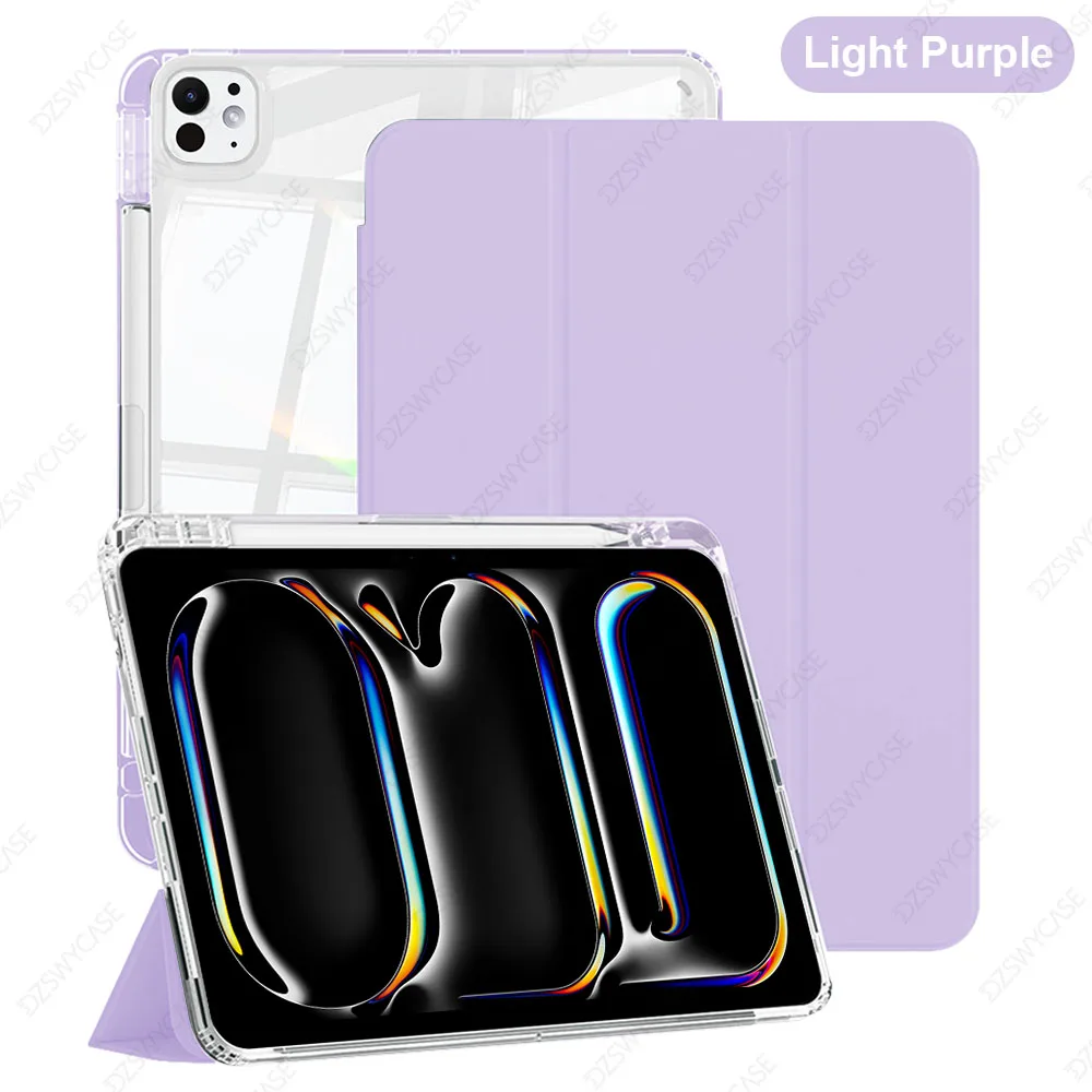 Enhanced Shockproof Slim Tablet Case with Pencil Holder and Auto Sleep/Wake Function, Featuring a Clear Hard Back Shell