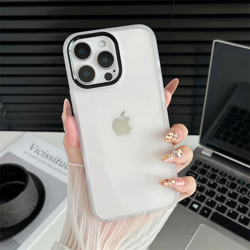 Enhanced Transparent Edge Protective Phone Case with Anti-Drop Bumper