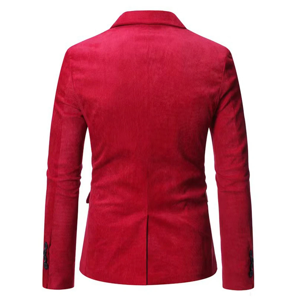 

Suit Jacket Men Blazer Smart Solid Color Regular Retro Vintage Business Casual Coat Corduroy Durable Long Sleeve