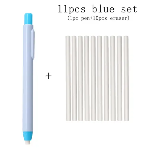 11Pcs/Set New Creative Pen Shape Press Type Pencil Eraser with Replaceable Core Sketching Painting Writing Erase Supplies - Image 7