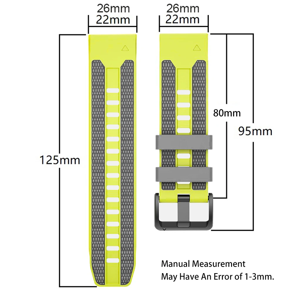Versatile QuickFit Silicone Sports Strap (22mm & 26mm) in Black