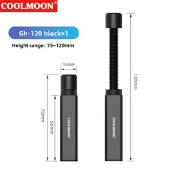 Sleek Black Aluminum Adjustable GPU Support Bracket with Magnetic Grip (GH - 120 BLACK)
