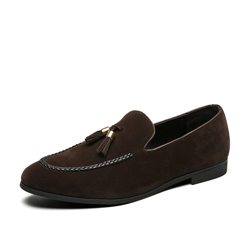 Men's personality British small leather shoes new bean shoes frosted turn fur men's shoes casual fashion shoes