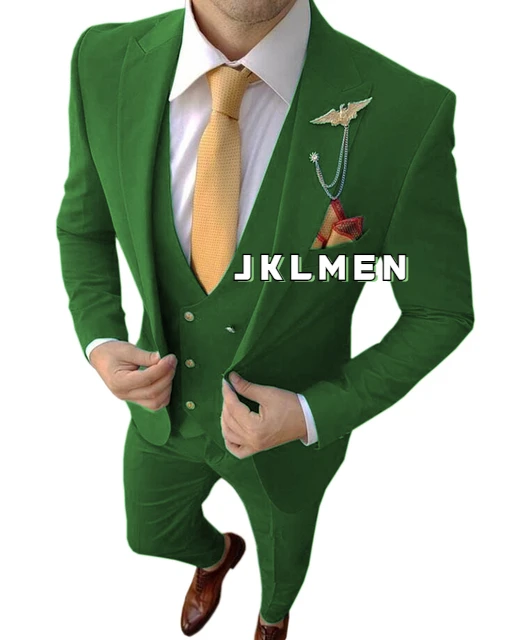 Homme Costume Men's Blue Suits Peaked Lapel Business Wedding Tuxedos Terno Masculine Slim Fit Groom Prom Party Blazer 3 Pieces