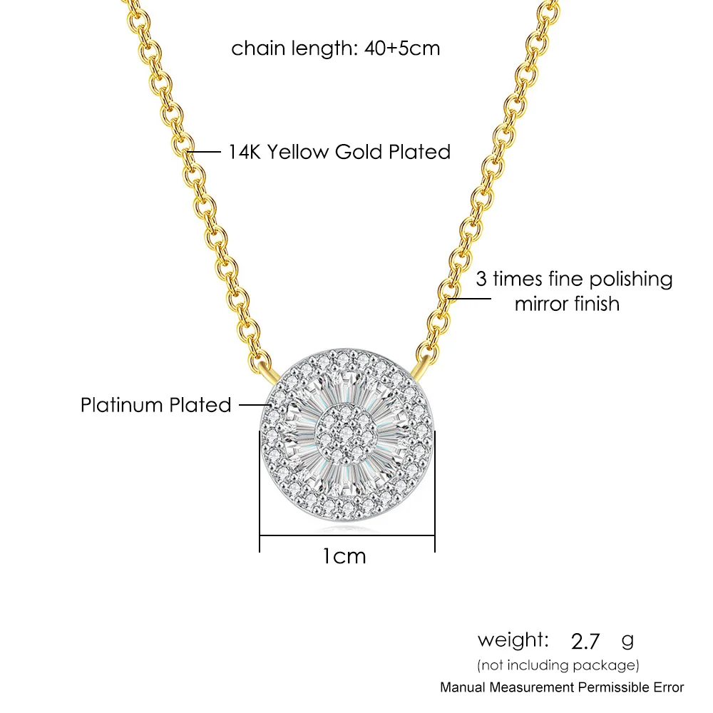 Minimalistische Damen-Halskette mit Zirkonia, runder Anhänger, Halskette für Frauen, Kpop, goldfarben, Hals-Accessoires, Schmuck, 2024, N560 – Detail 1