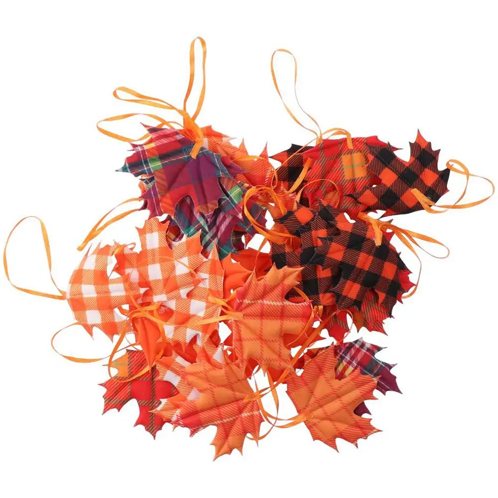 

30Pcs Hanging Fabric Maple Leaf 2.36×2.95 Inch 6 Styles Simulated Maple Leaf Colorful Harvest Theme