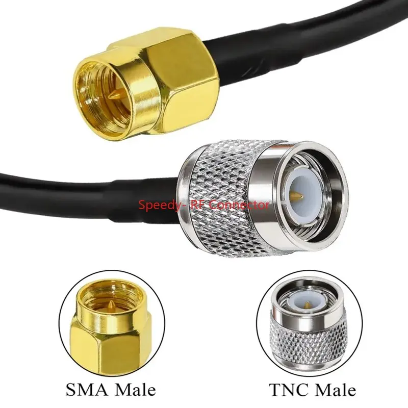 RG58 Cable TNC Male Plug To SMA Male Plug Connector TNC To SMA Male Crimp for RG58 Extension Pigtail RF Fast Delivery Copper