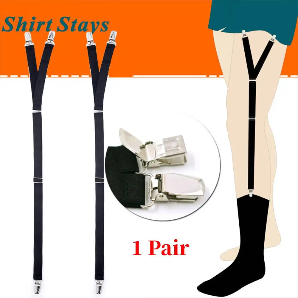 1 Pair Men's Shirt Stays Holder Unifom Elastic Garter Belt Suspender