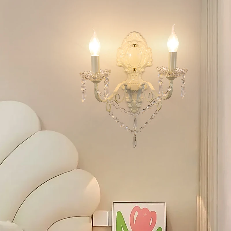 French Crystal Chandeliers Milky White Crystal Lamps Light Luxury Cream Style Dining Table Princess Room Girl Bedroom Chandelier