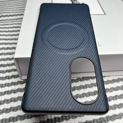 Slim Magnetic Carbon Fiber Wireless Charging Protective Back Cover for Nova 13 Pro (Blue)