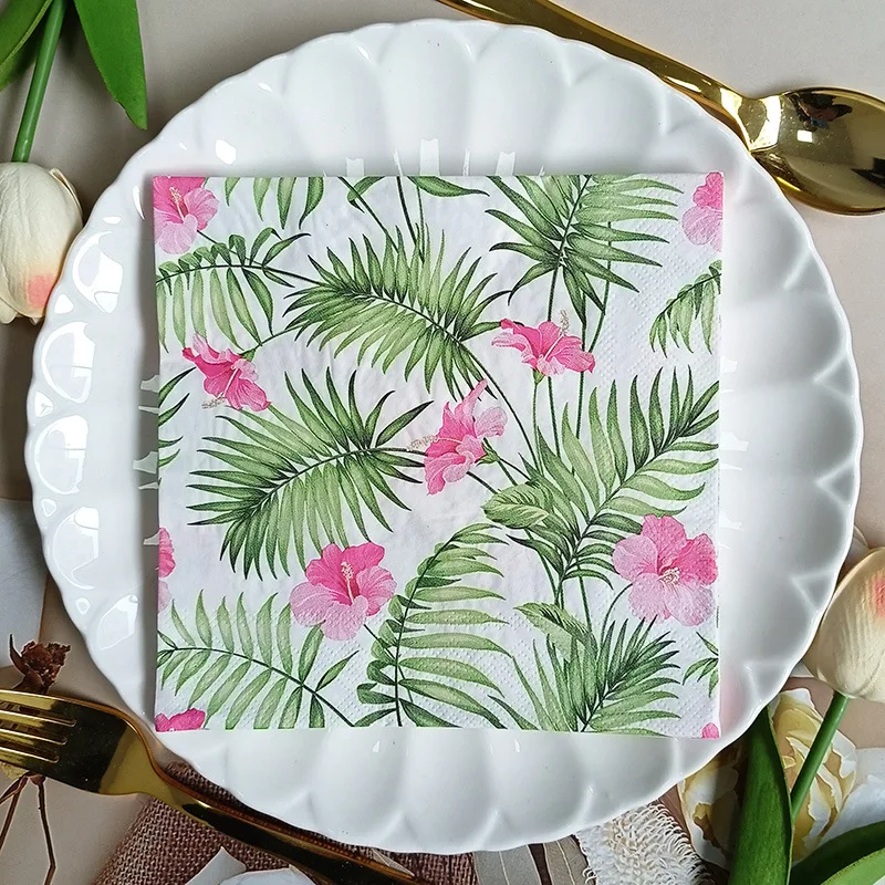 10/20pcs 33cm 2-Ply Printed Facial Tissue Paper Picnic Birthday Party Wedding Confessions Tissue Full Floral Napkins Decoupage