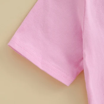 Cute Toddler Girls Summer T-Shirts with Short Sleeves Round Neck and Adorable Bow Embroidery - Stylish Kids Baby Tops 2