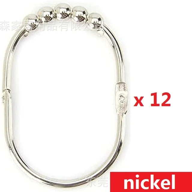 Depot Wide Shower Curtain Rings/Hooks Set, Decorative Polished Chrome Finish, 100% Rustproof Stainless Steel, Set of 12 Rings