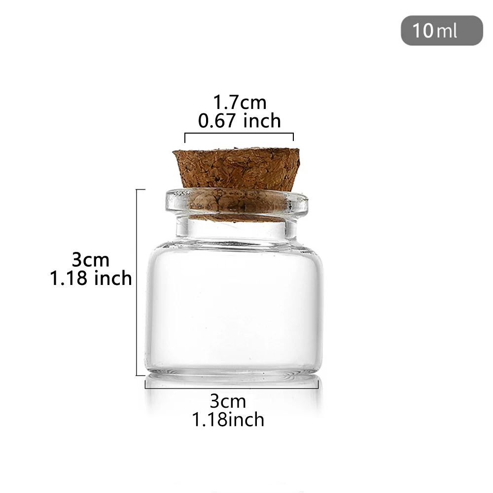 10/20 Stück 10ml 15ml 20ml 25ml 30ml Niedliche Klare Glasflaschen mit Korkverschluss, Leere Gewürzflaschen, Gläser, DIY-Bastelartikel, Fläschchen – Detail 2