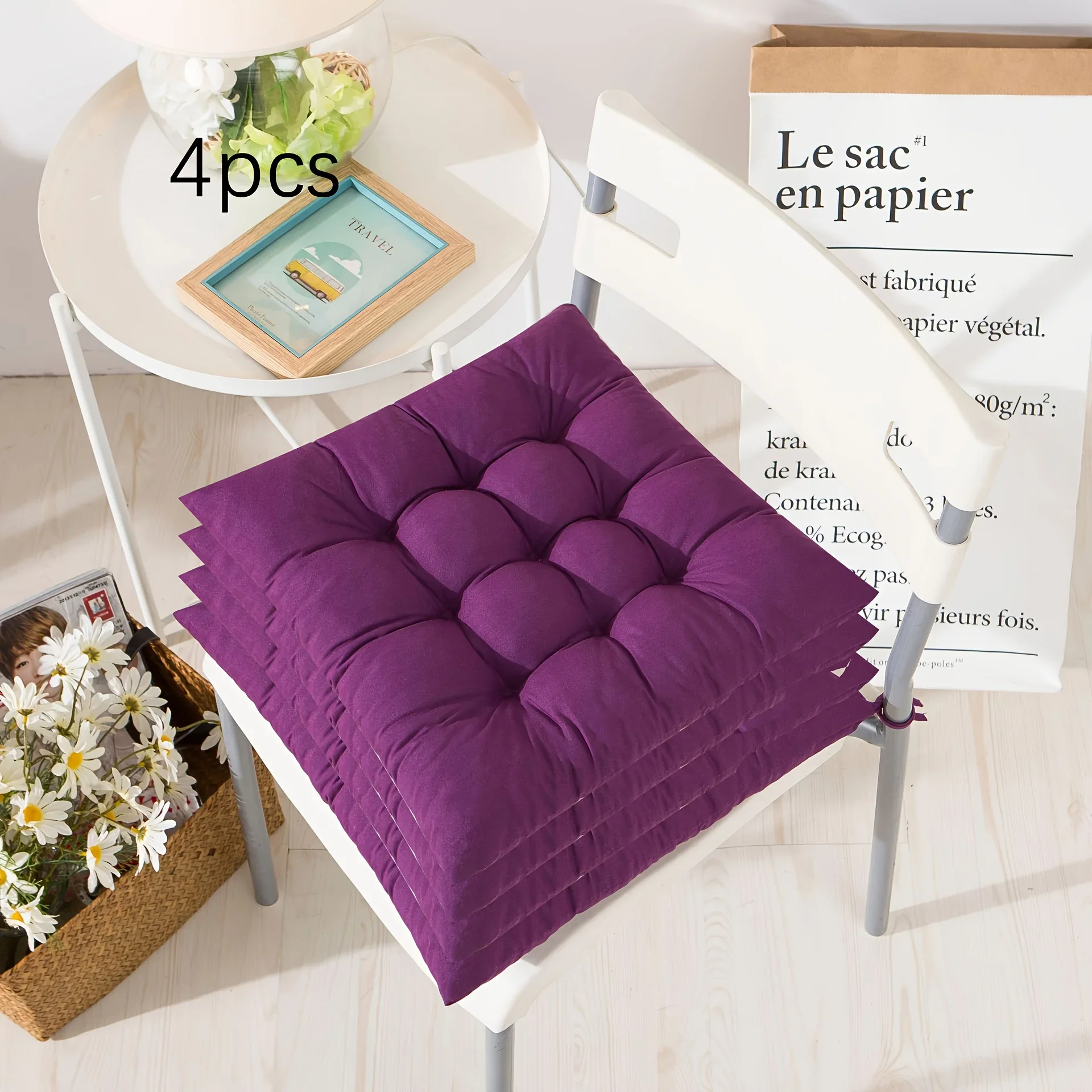 4PCS Soft and Breathable Modern Square Seat Cushion, Office Seat Cushion, Floor Cushion, Thick Soft Cushion in Winter