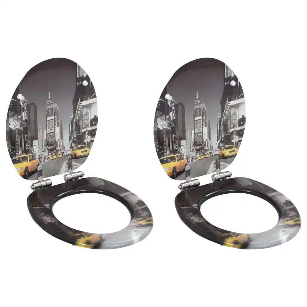 2 Pezzi New York Chiusura Morbida Sedile Wc Copertura In Mdf Copertura Morbida Per Sedile Del Bagno Schiuma Jot Set Copertura Rimovibile Di Ricambio A