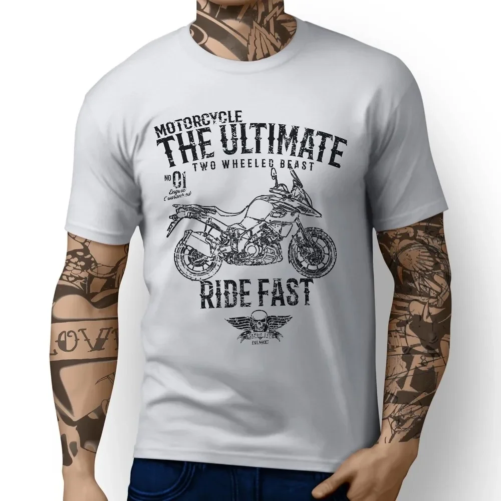 모토 반소매 셔츠 티 오토바이 Suz V Strom 1000 V-Strom 650 영감을받은 오토바이 아트 남성 Funny Cotton Top Tees