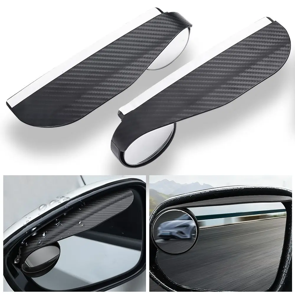 

1Pair Small Round Rearview Mirror Rain Cover New Wide Angle 360 Degrees Rain Eyebrow 2In1 Parking Auxiliary Car Blind Spot