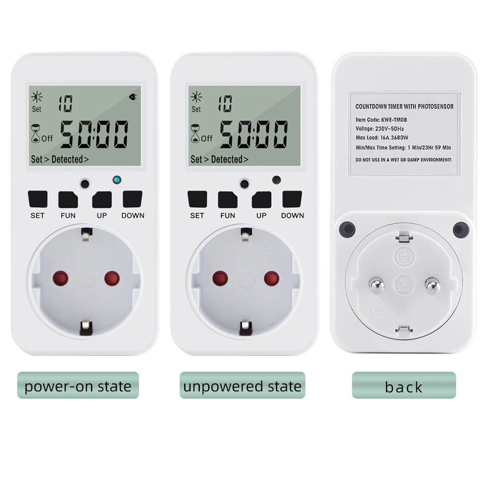 TOPEAST Digital Timer Socket Cycle Programmable 120V-60Hz 15A with UK/US/FR/EU