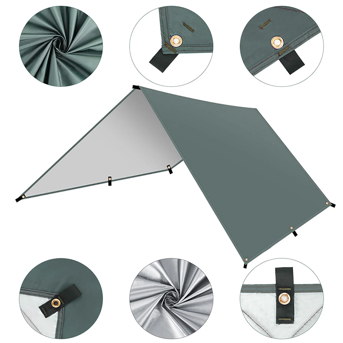 Waterproof Camping Tarp Sunshade UV Protection Lightweight Outdoor Adventure Hiking Camping Backpacking Picnic Tent Tarp Waterproof Tarpaulin Waterproof Tarp Ultralight Tarp