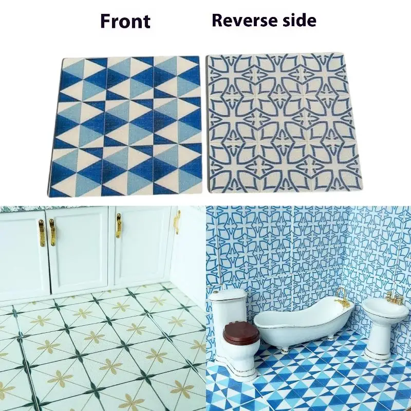 1Pcs 1:12 Dollhouse Miniature Square Wooden Floor Model Bathroom Living Room Decoration Toy Doll House Accessories