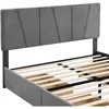 Queen Size Platform Bed with Adjustable Headboard and 4 Drawers on Two Sides,Linen Upholstered Bedframe w/Slats Support,Beige 4