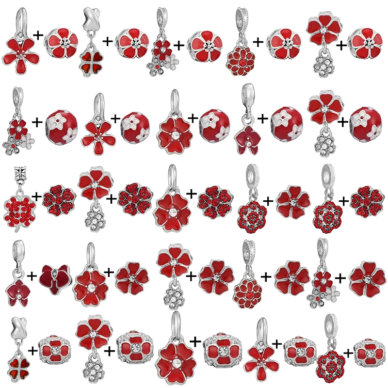 

2 шт./партия, женские красные эмалированные бусины-шармы