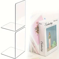 2Pcs Clear Acrylic Bookends L-shaped Desk Organizer Desktop Book Holder School Stationery Office Accessories 2