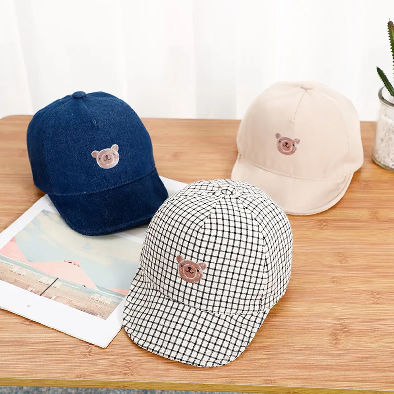 Children's Hat for Boys Peaked Cap Bear Print Outdoor Soft Brim Cap