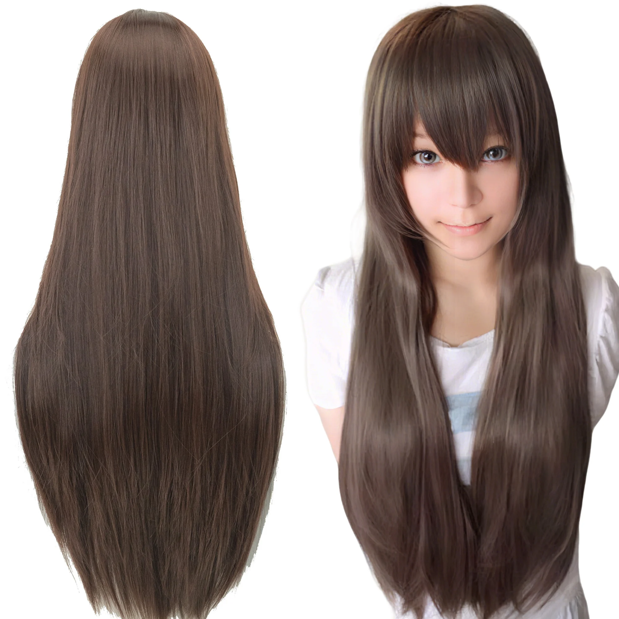 Synthetic Hair Brown Long Cosplay Wigs Straight Wig Chitanda Eru Anime Hair Pieces Costume Wig
