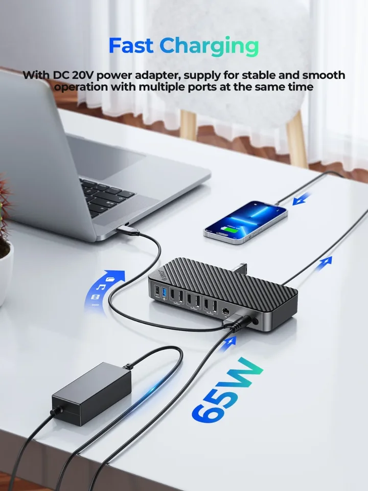 Orico-USB cドッキングステーションタイプc,8k30hz,dp,hdmi-com,5種類のディスプレイ,rj45 pd,22 in 1,デス | ORICO USB C ドッキングステーション 15-in-1（2*HDMIポート+
