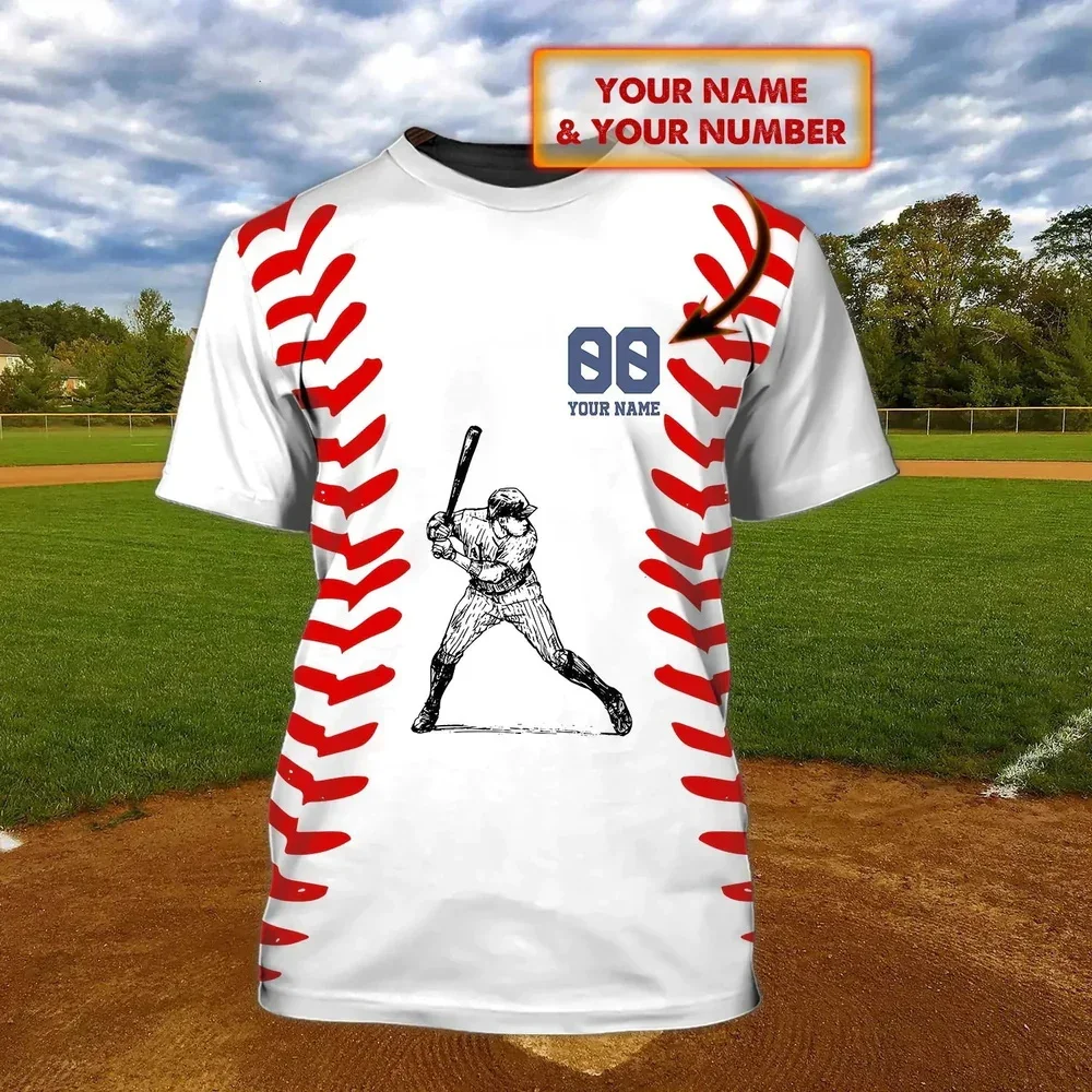 

Men's T-shirt Funny 3D Baseball Printed For Men Outdoor Sports Tops Hip Hop Harajuku Oversized Shirt Customizable Men's Clothing