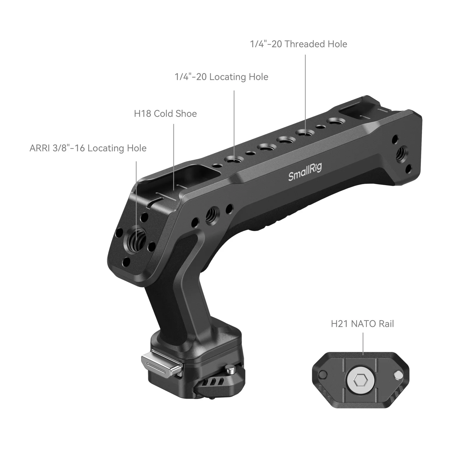 Quick Release Top Handle Dual-Direction & Compatible QR-Slide NATO Rail for ARRI