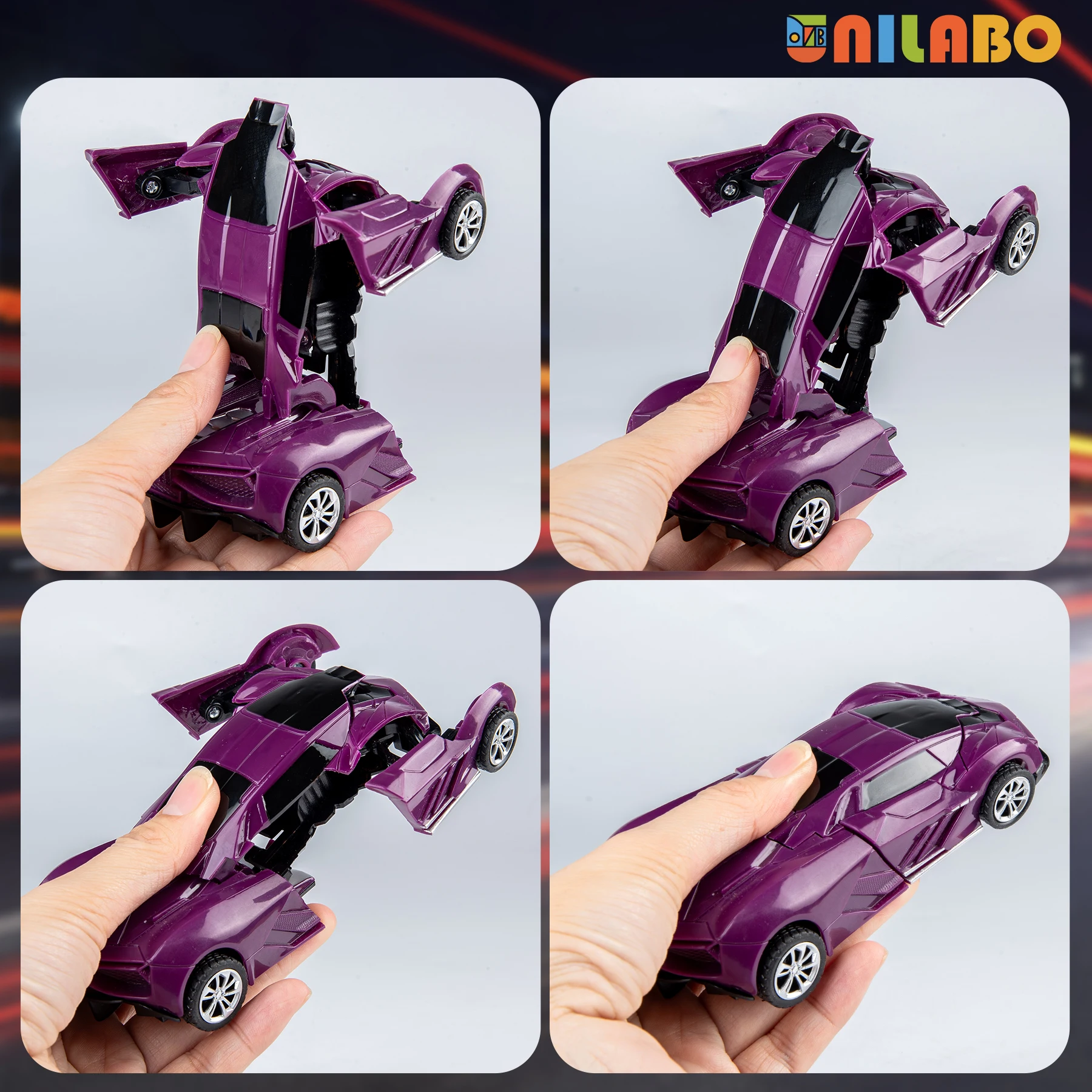 Giocattolo Auto Robot per Bambini - Veicolo della Polizia 2-in-1 con Inerzia e Deformazione, Giocattolo STEM con Trasformazione a Collisione in un Solo Passo - immagine 6