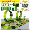 Magic Climbing Electric Dinosaur Car Track Railway Toy Car Set Bend Flexible Race Track Flash Light Car High Quality Toy For Kid 2