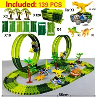 Magic Climbing Electric Dinosaur Car Track Railway Toy Car Set Bend Flexible Race Track Flash Light Car High Quality Toy For Kid 2