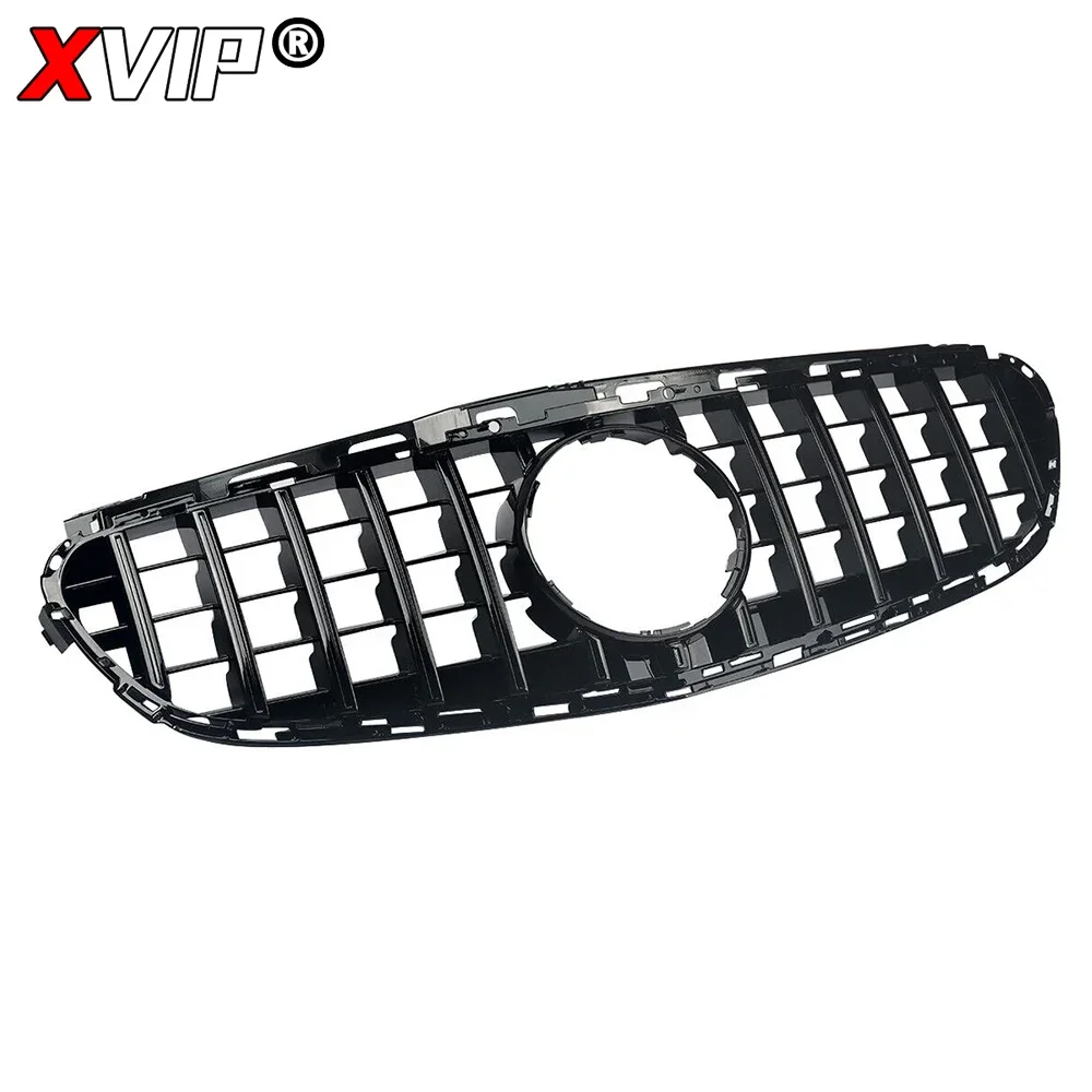 XVIP 크롬 AMG 스타일 프론트 범퍼 그릴, 메르세데스 벤츠 E W212 E300 E350 E400 2014-2016 광택 블랙 GTR 스타일 레이싱 그릴