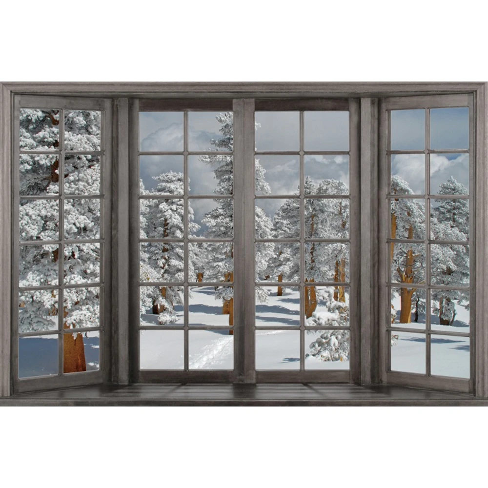 7 X 5 FT Christmas Winter Wonderland Backdrop - Large White Snow Forest Trees