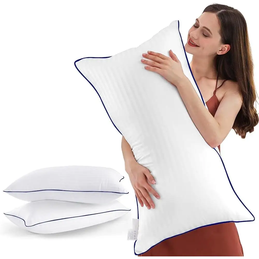 Cooling Luxury King Size Bed Pillows Set of 2 Soft Down Alternative Filling Breathable Comfortable Sleep Support Ideal Back 2