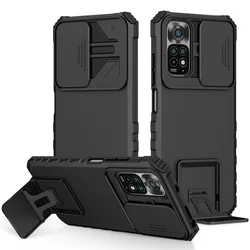 Heavy-Duty Shockproof Stand Holder Case with Camera Protection for Xiaomi Redmi Note Series (Black)
