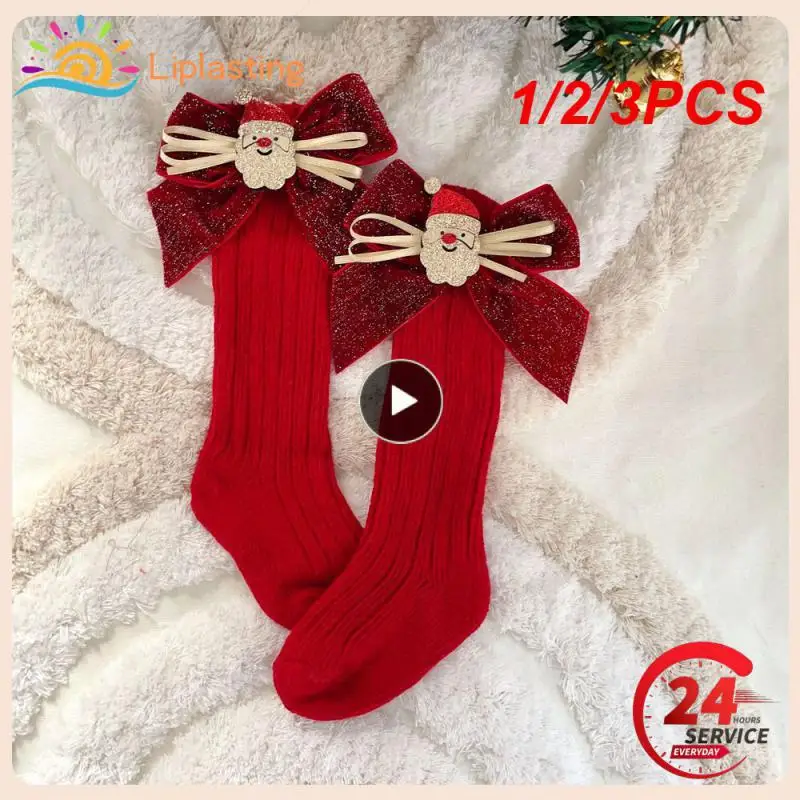 

1/2/3PCS Winter Baby Boys Christmas Socks Kids Knee High Sock Woolen Leg Warmers Children Soft Cotton Red Long Socks For