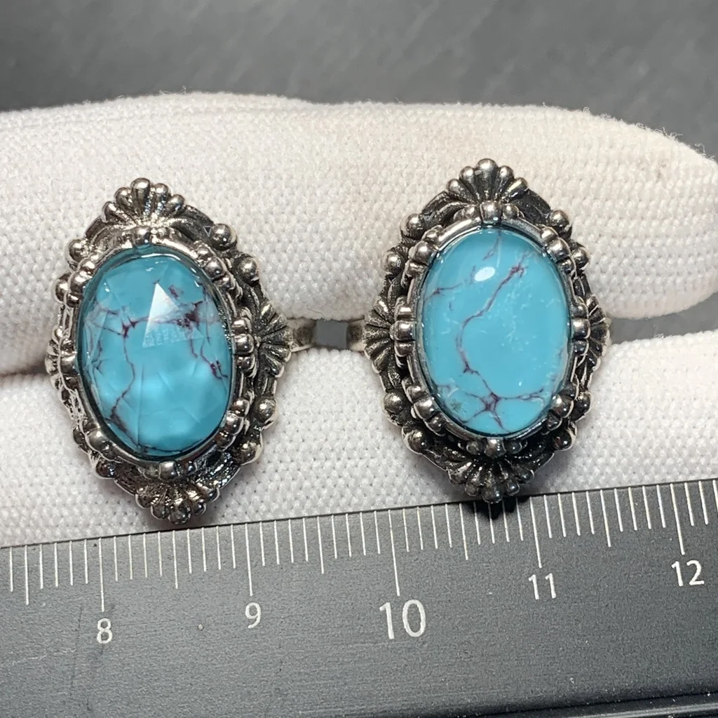 Natural Turquoise Ring Adjustable Female ring Jewelry for Women Gift Wholesale High Quality Vintage Fine