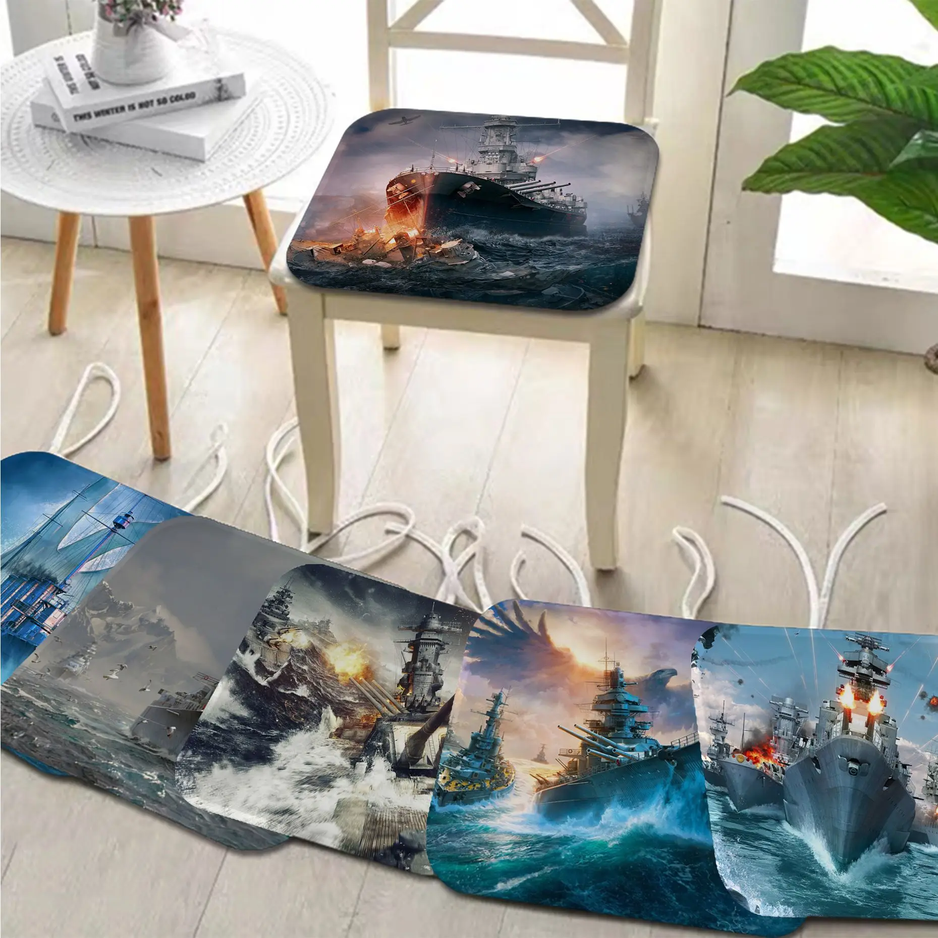 

World Of Warships Cushion Mat Nordic Printing Chair Cushion Soft Office Car Seat Comfort Breathable 45x45cm Sofa Cushion