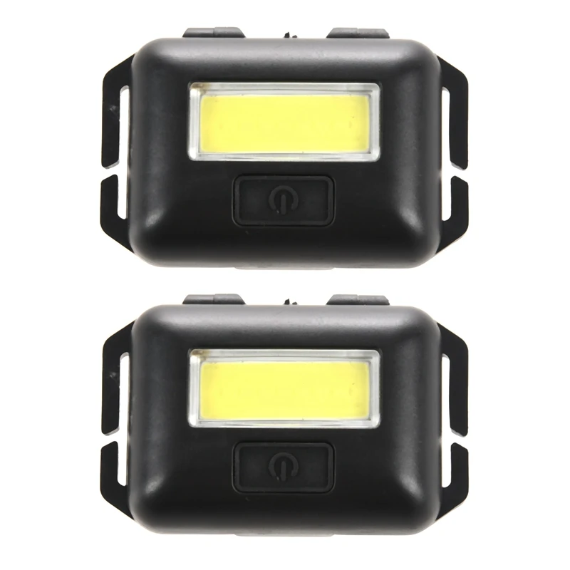 

2X Cob LED Mini Head Light Lamp Headlight 3 Modes Rainproof Head Torch Flashlight Head For Outdoor Camping Fishing Black