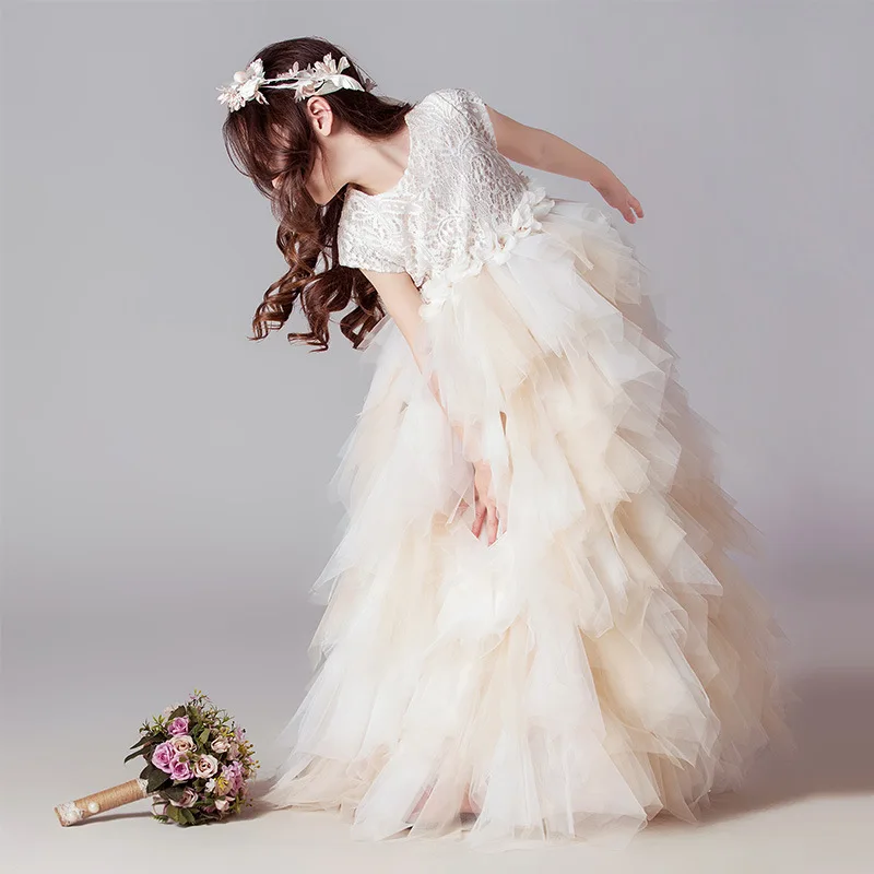 

Girls Children's Catwalk Ball Gown 2022 New Girl Model Hosts Elegant princess Long Dress Kids Piano Performance Dresses y741