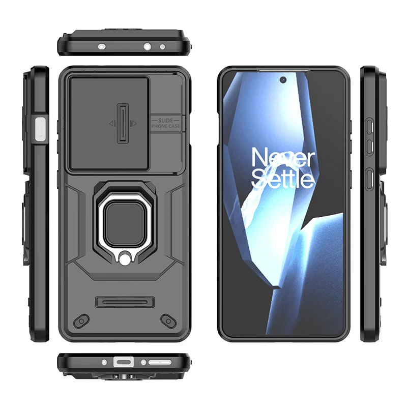 Enhanced Armor Case with Slide Lens Camera Protection and Magnetic Holder Ring