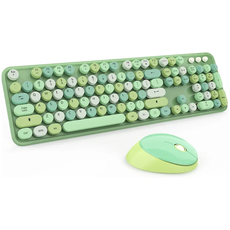 Coreano e Inglês Usb sem Fio Teclado e Mouse Grupo Teclas Redondas Ergonômico Tamanho Completo Ajuste para Mac Windows Laptop