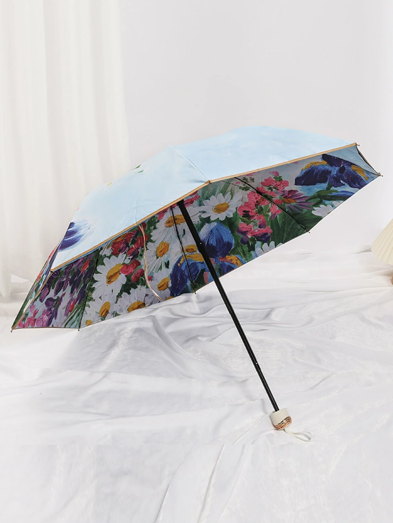 UV resistant women's sunny and rainy dual-purpose daisy double-layer sun umbrella sunshade umbrella