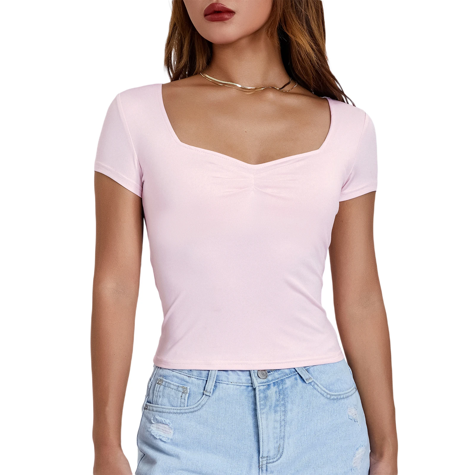 Women's Slim Fit Pleated Tee 1