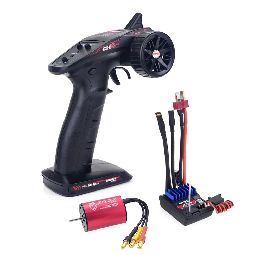 RC 2.4G CH2 Transmitter /w Receiver + Waterproof 2430 2435 2440 2838 2845 Brushless Motor +2 in 1 Esc Comb Set for RC Car Boat